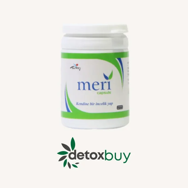 Meri Detox Capsule – A natural detox supplement with Rice Husk, Rosemary, Broccoli, and L-Carnitine to enhance metabolism, digestion, and body detoxification.